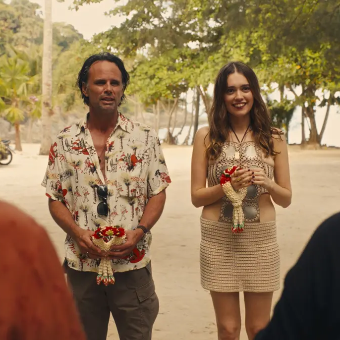 ‘White Lotus’ star Walton Goggins ignores Aimee Lou Wood feud rumors in ‘SNL’ debut