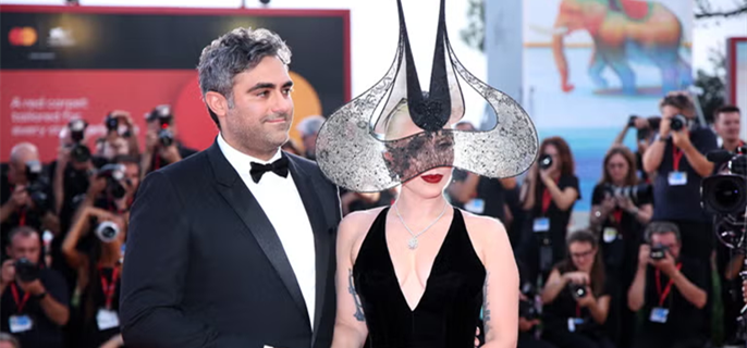 Lady Gaga Shuts Down the Venice Film Festival Red Carpet With a Black Ball Gown and Mesmerizing Headpiece 1