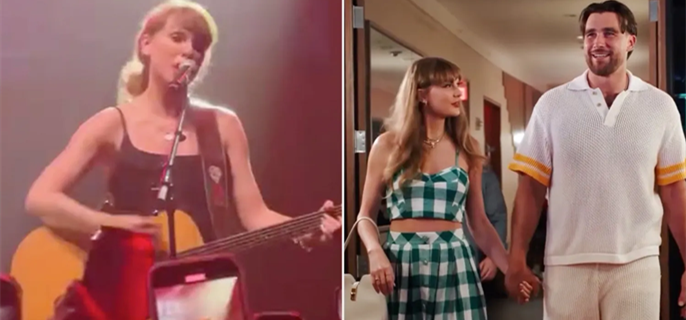 Taylor Swift gives surprise performance at Tight End University 1
