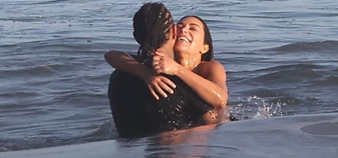 Kim Kardashian and Lewis Hamilton Dive Headfirst Into PDA During Steamy Beach Date 1