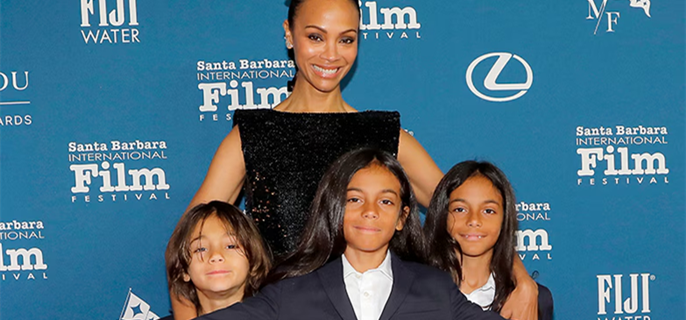 Zoe Saldaña Steps Out for Rare Red Carpet Appearance With Her 3 Mini-Me Kids 1