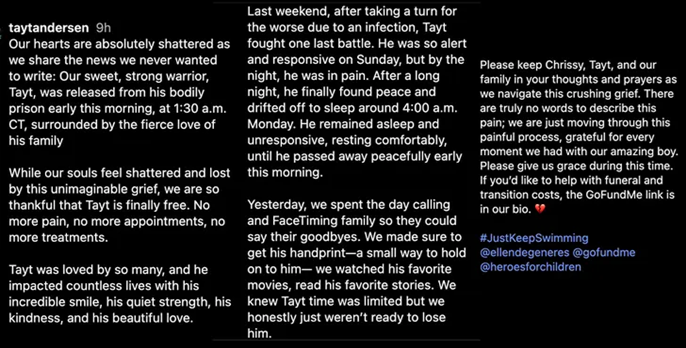 Ellen DeGeneres Share Heartbreaking Message After Former Guest Dies at 19 1
