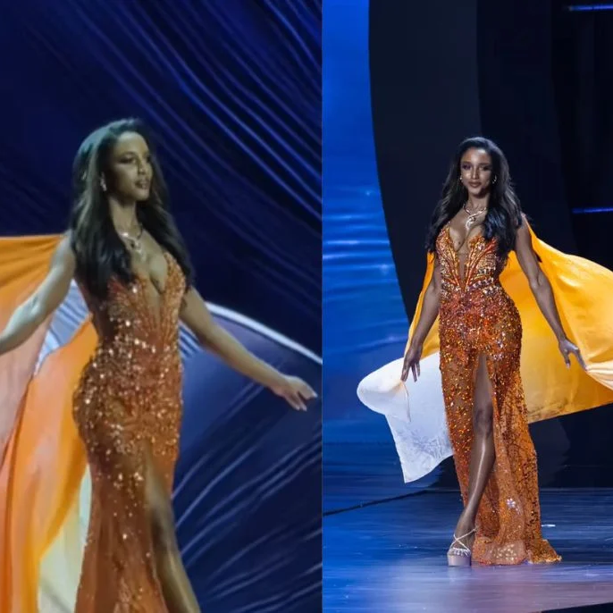 Shocking moment: Miss Jamaica falls off stage during Miss Universe preliminaries