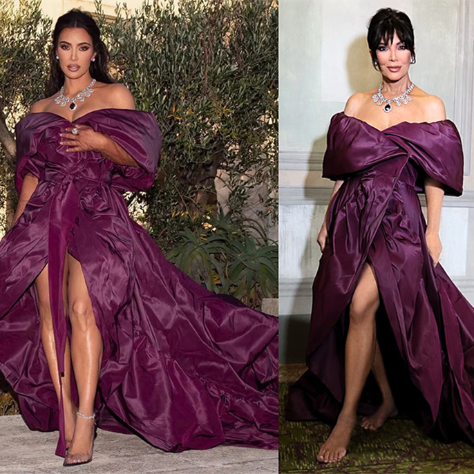 Kris Jenner Looks Just Like Kim Kardashian Wearing Identical Gown