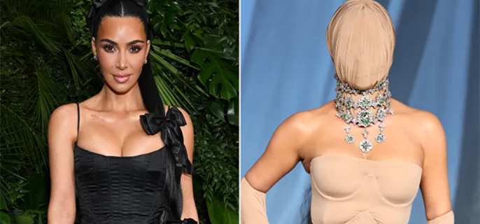 Kim Kardashian Looks Unrecognizable in Nude-Colored Face Mask at Academy Museum Gala 1
