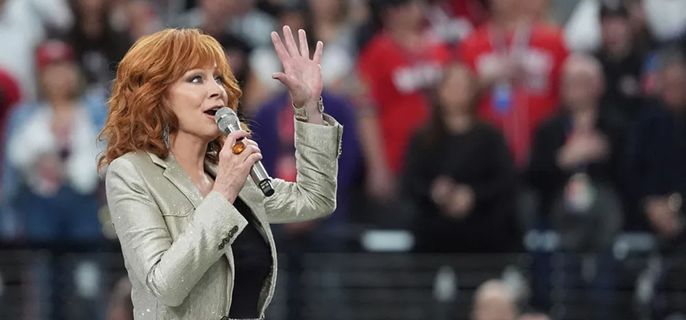 Reba McEntire Performs National Anthem During Super Bowl Preshow 1