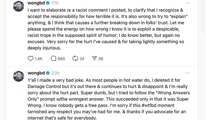 BD Wong Apologizes for Racist Joke: ‘I’m Sorry if This Moment Tarnished Any Respect You May’ve Had For Me’ 1