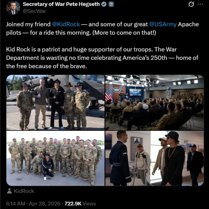 Kid Rock faces cost questions over 'joyride' in military helicopter 1