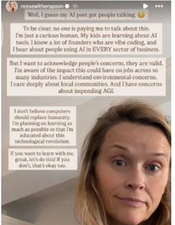 Reese Witherspoon responds to criticism over her stance on AI 1