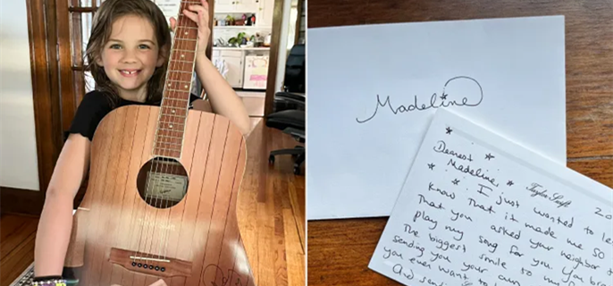 8-Year-Old Swiftie Sent Neighbor a Paper Airplane Asking Him to Play Her a Song. Then Taylor Swift Got Involved 1