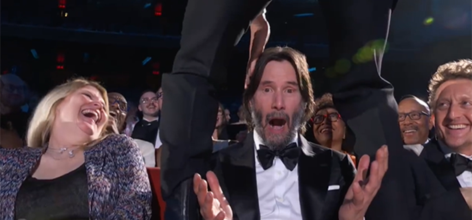 Tony Awards 2025: Keanu Reeves Has Priceless Reaction to Being Straddled By Jonathan Groff Mid-Show 1