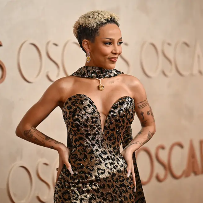 Doja Cat takes the plunge in leopard-print sequined dress on Oscars 2025 red carpet