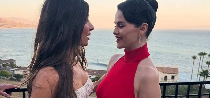 Selena Gomez Dons a Red Hot Halter Dress to Attend a Wedding with Benny Blanco 1