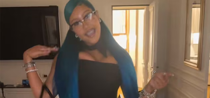 North West Channels Aunt Kylie Jenner With New Blue-Haired Look 1
