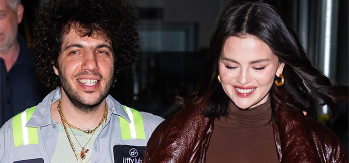 Selena Gomez Is All Smiles as She Steps Out in Sheer Shirt with Fiancé Benny Blanco 1