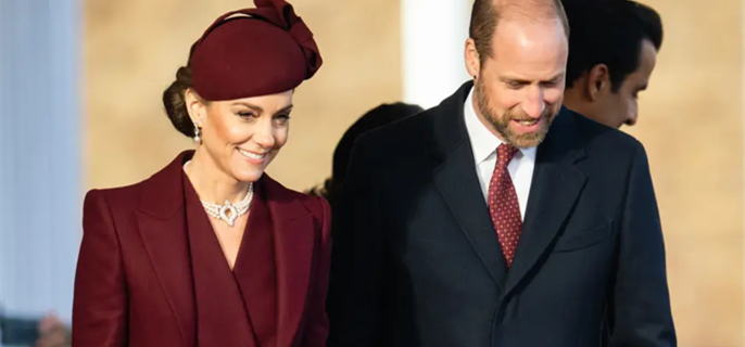 Kate Middleton returns to royal duties in monochromatic burgundy and Queen Elizabeth’s pearls 1