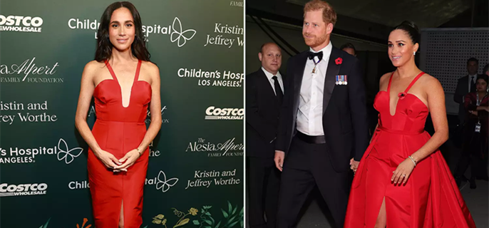 Meghan Markle Recycles Her 2021 Red Carolina Herrera Gown for Surprise Appearance at Children’s Hospital L.A. Gala 1